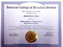 Modelo de diploma da Ambra College